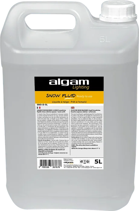 Algamlight Liquide Prêt à l'Emploi pour Production de Neige Artificielle - 5 Litres - Tensioactif Neutre