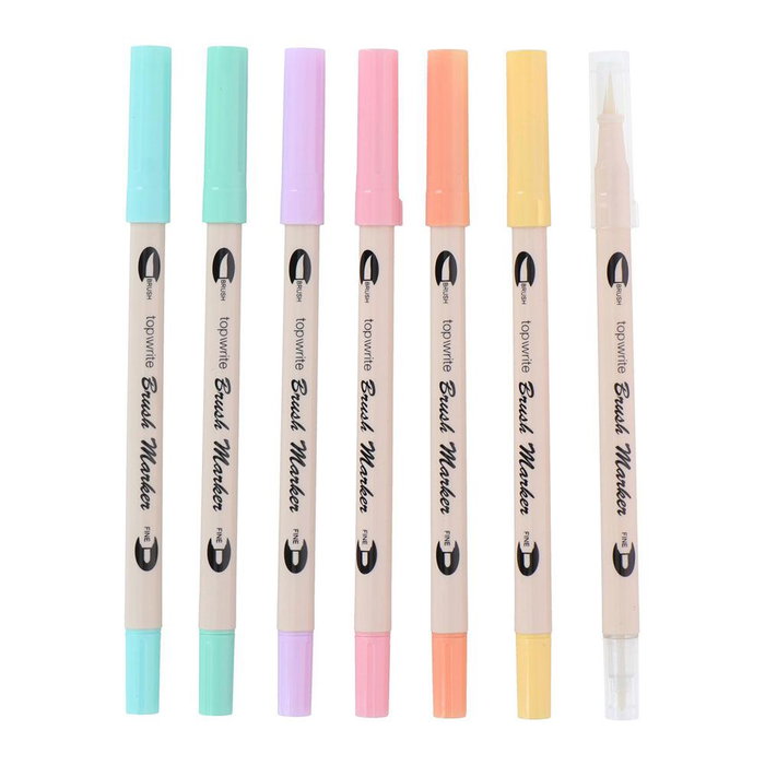 Top Write Set de 7 feutres double pointe Ø1,2 x 18,5 cm couleurs assorties pointe fine 1 mm et pinceau 1-6 mm Top Write Set de 7 feutres double pointe Ø1,2 x 18,5 cm couleurs assorties pointe fine 1 mm et pinceau 1-6 mm