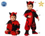 Déguisement Bébé Démon Halloween 12-24 Mois Rouge avec Capuche, Col et Combinaison en Polyester