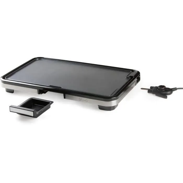 Domo DO9263G Plancha Grill Electrique 2200W - Surface de cuisson XXL 55 x 30.5 cm en inox premium, plaques anti-adhésives