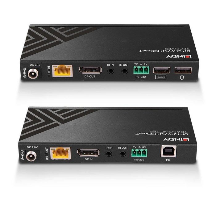 Lindy Extender KVM HDBaseT Cat.6 DisplayPort 1.2, USB, IR et RS-232 - Extension jusqu'à 150m pour signal 4K avec audio, PoC et contrôle Lindy Extender KVM HDBaseT Cat.6 DisplayPort 1.2, USB, IR et RS-232 - Extension jusqu'à 150m pour signal 4K avec audio, PoC et contrôle