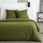 Today Essential - Parure de lit 2 personnes effet lavé vert, housse de couette 220x240 cm + 2 taies 63x63 cm, 100% polyester, facile d'entretien