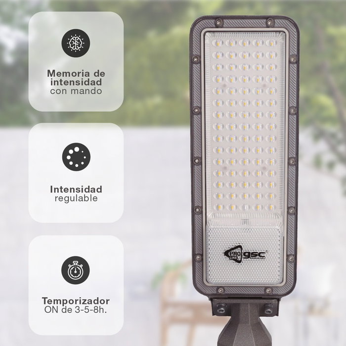 Pro_Line Farola solar LED Longbia 6W 4000K IP65 Gris Pro_Line Farola solar LED Longbia 6W 4000K IP65 Gris