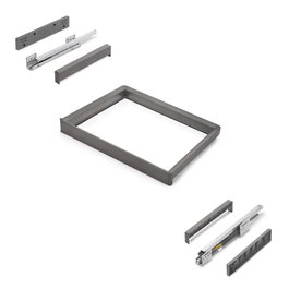 Emuca Rack avec glissières à extension totale et à fermeture douce pour accessoires d'armoire Quartz, 612-638mm, Aluminium et plastique, Titane