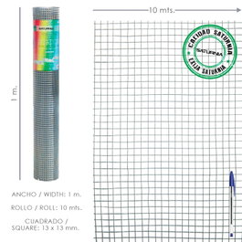 SATURNIA Malla électrosoudée galvanisée 13x13 mm, 100 cm x 10 m