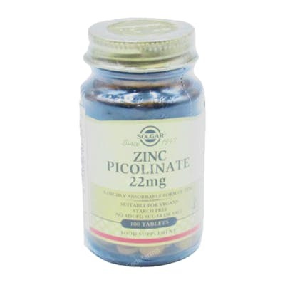 Solgar Picolinate de Zinc 22 mg, 100 comprimés