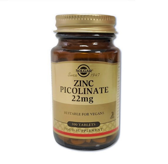 Solgar Picolinate de Zinc 22 mg, 100 comprimés