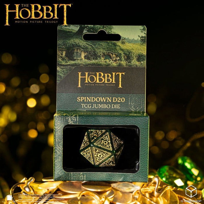 Q Workshop Le Hobbit Spindown jumbo dé Verdant TCG D20 Vert scintillant