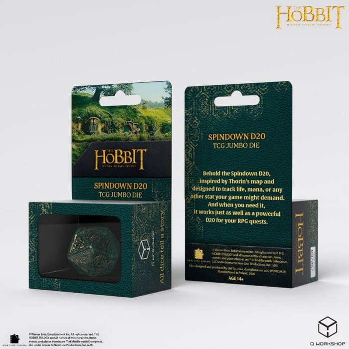 Q Workshop Le Hobbit Spindown jumbo dé Verdant TCG D20 Vert scintillant