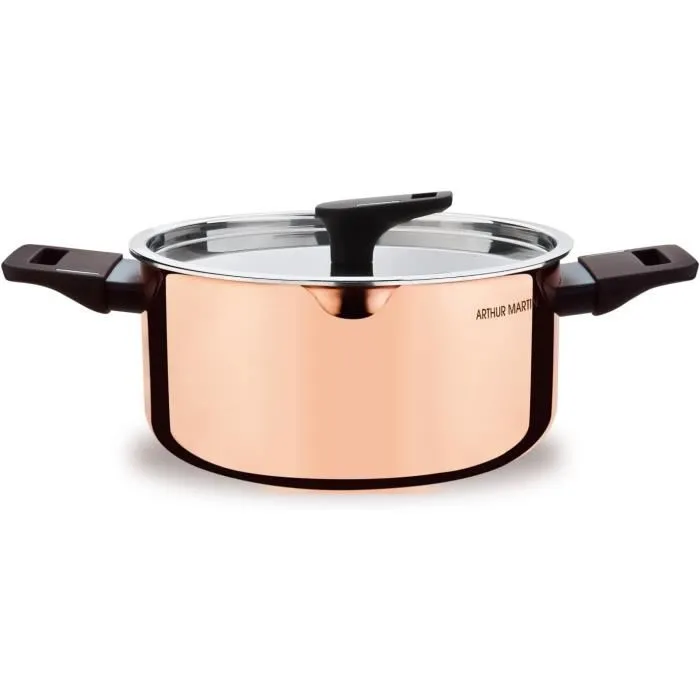 Arthur Martin AM945GT Faitout 24 cm 3 couches triple action cuivre aluminium inox tous feux dont induction Arthur Martin AM945GT Faitout 24 cm 3 couches triple action cuivre aluminium inox tous feux dont induction