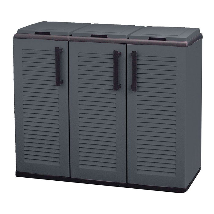 Art Plast Armoire basse pour recyclage sélectif 3 couvercles gris foncé Art Plast Armoire basse pour recyclage sélectif 3 couvercles gris foncé