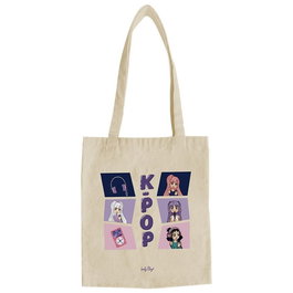 LOVELY STORY Sac en toile K-Pop Stars, coton 100%, dimensions 35 x 25 x 0.5 cm