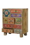 GINER Y COLOMER Table téléphonique 9 tiroirs en bois de mango peint à la main multicolore - 63 cm H x 52 cm L x 30 cm P