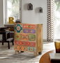 GINER Y COLOMER Table téléphonique 9 tiroirs en bois de mango peint à la main multicolore - 63 cm H x 52 cm L x 30 cm P