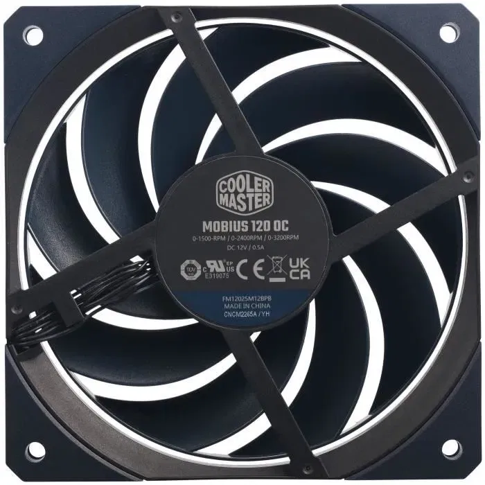 Cooler Master Mobius 120 OC - Ventilateur PC 120 mm - 3 vitesses - Double roulement à billes - 3200 tr/min max Cooler Master Mobius 120 OC - Ventilateur PC 120 mm - 3 vitesses - Double roulement à billes - 3200 tr/min max