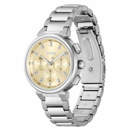 Boss 1502676 - Montre femme en acier inoxydable argenté et cadran doré