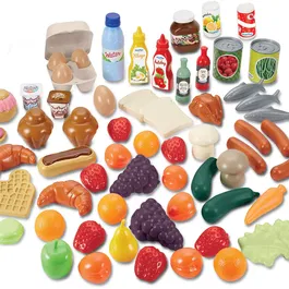 Ecoiffier Coffret d'Alimentation 75 Accessoires - Jeu Imitation Fruits Légumes Viande Poisson Œufs - Pour Enfants Dès 18 Mois