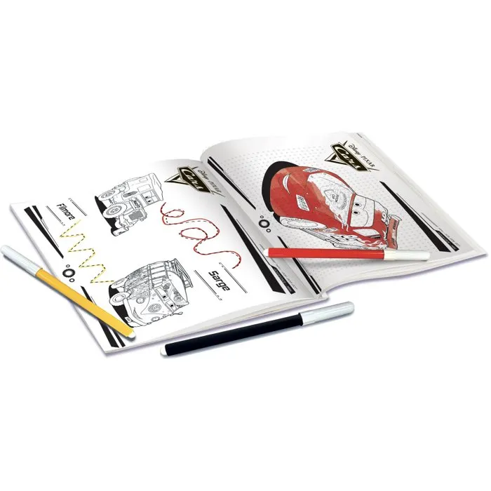 Liscianigiochi Kit de Dessin Pocket Studio Cars - Livre et 4 Ardoises Effaçables avec Guide et Feutres - Jouet Créatif pour Enfants dès 3 Ans