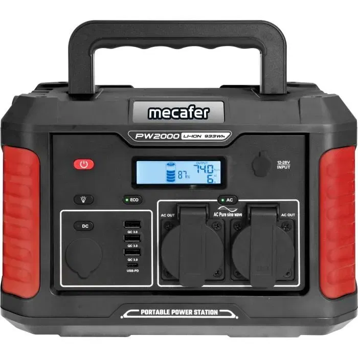 Mecafer Station d'énergie portable 2000W PW2000 - Inverter, autonomie 6h, pour outils électroportatifs, camping et secours Mecafer Station d'énergie portable 2000W PW2000 - Inverter, autonomie 6h, pour outils électroportatifs, camping et secours