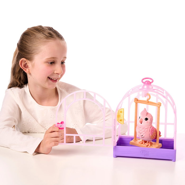 Moose Little Live Pets Mi Pájaro Real y Jaula 26683 – Oiseau interactif parlant, peluche réaliste avec cage, plus de 20 réactions et répétitions (Langue espagnole)