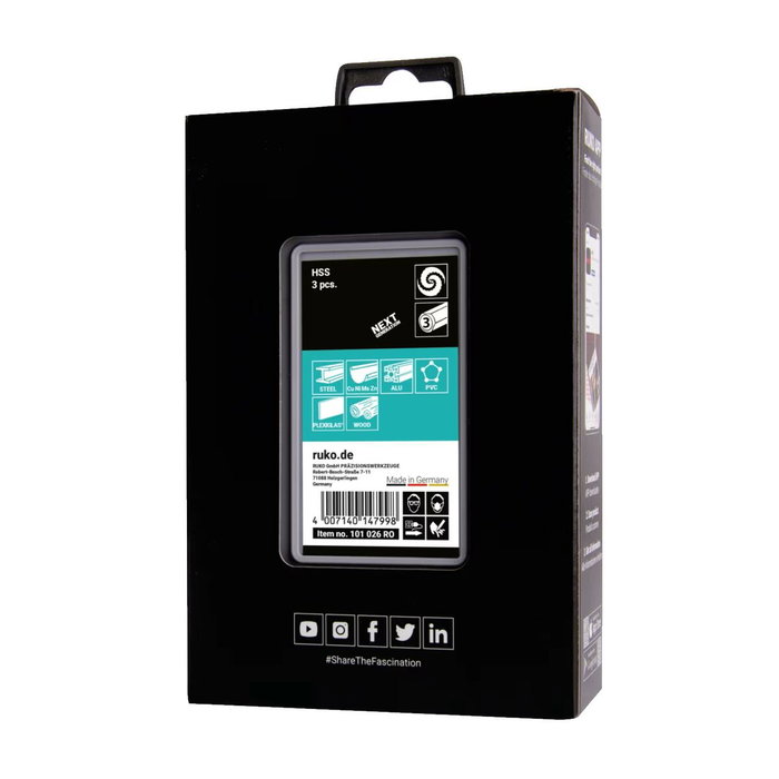 Ensemble de forets RUKO 101026RO Acier rapide (AR) Coffret 3 Pièces