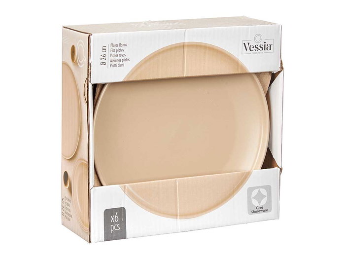 Vessia Assiette Plate Grande Grès Beige 26,5 cm (Set de 24) Vessia Assiette Plate Grande Grès Beige 26,5 cm (Set de 24)