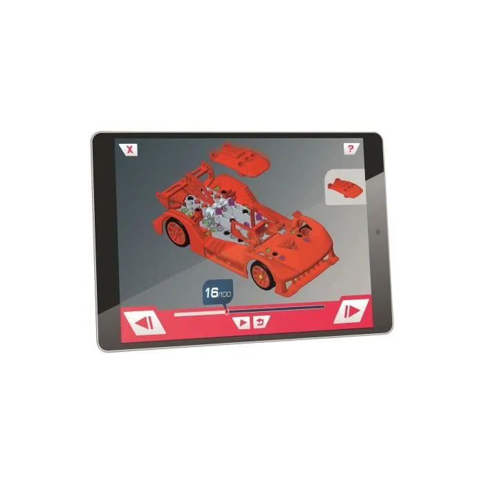 Clementoni Voiture de Circuit - Coffret de Construction Prototype Voiture de Course avec Portes Ouvrantes, Engrenages et Direction Fonctionnelle - Jouet Éducatif