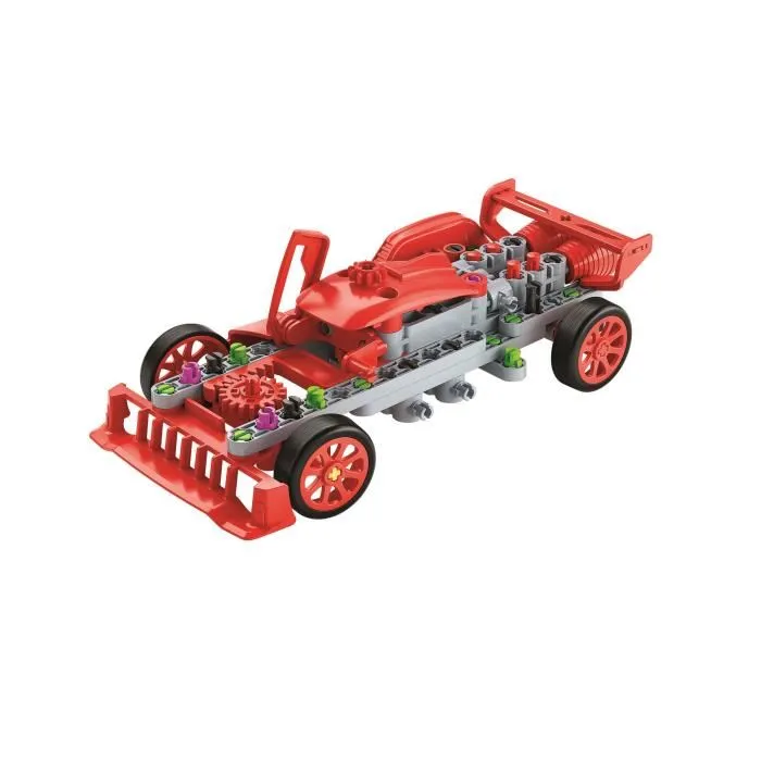 Clementoni Voiture de Circuit - Coffret de Construction Prototype Voiture de Course avec Portes Ouvrantes, Engrenages et Direction Fonctionnelle - Jouet Éducatif