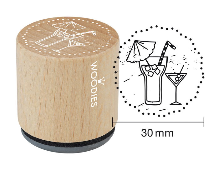 Woodies Tampon Cocktail en bois et caoutchouc 33x30mm Woodies Tampon Cocktail en bois et caoutchouc 33x30mm