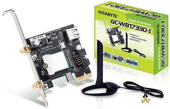 Gigabyte GC-WB1733D-I - Carte Wi-Fi PCIe Intel AC 9260, 1733 Mbps, Bluetooth 5, Dual Band 2x2 Gigabyte GC-WB1733D-I - Carte Wi-Fi PCIe Intel AC 9260, 1733 Mbps, Bluetooth 5, Dual Band 2x2
