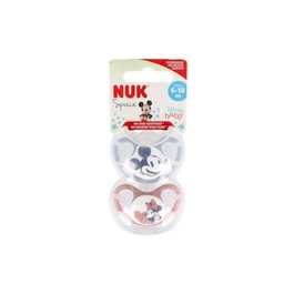 NUK Sucette Space Mickey Rouge 6-18 mois en silicone, lot de 2