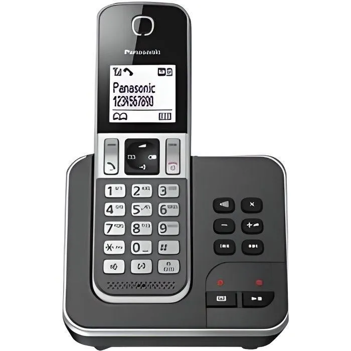 Panasonic KX-TGD320FRG - Téléphone sans fil avec répondeur, base et combiné, mains libres et afficheur d'appelant - Clavier français Panasonic KX-TGD320FRG - Téléphone sans fil avec répondeur, base et combiné, mains libres et afficheur d'appelant - Clavier français