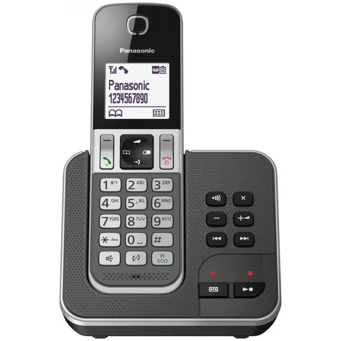 Panasonic KX-TGD320FRG - Téléphone sans fil avec répondeur, base et combiné, mains libres et afficheur d'appelant - Clavier français Panasonic KX-TGD320FRG - Téléphone sans fil avec répondeur, base et combiné, mains libres et afficheur d'appelant - Clavier français