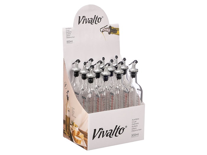 Vivalto Huilier avec doseur 500 ml verre plastique silicone transparent 5.5x30.5x5.5 cm (Set de 24) Vivalto Huilier avec doseur 500 ml verre plastique silicone transparent 5.5x30.5x5.5 cm (Set de 24)