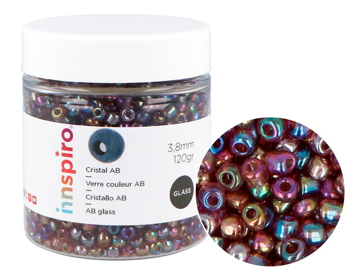 Innspiro Rocaille de verre ronde aurora boreale violette 3,8mm 120g Innspiro Rocaille de verre ronde aurora boreale violette 3,8mm 120g