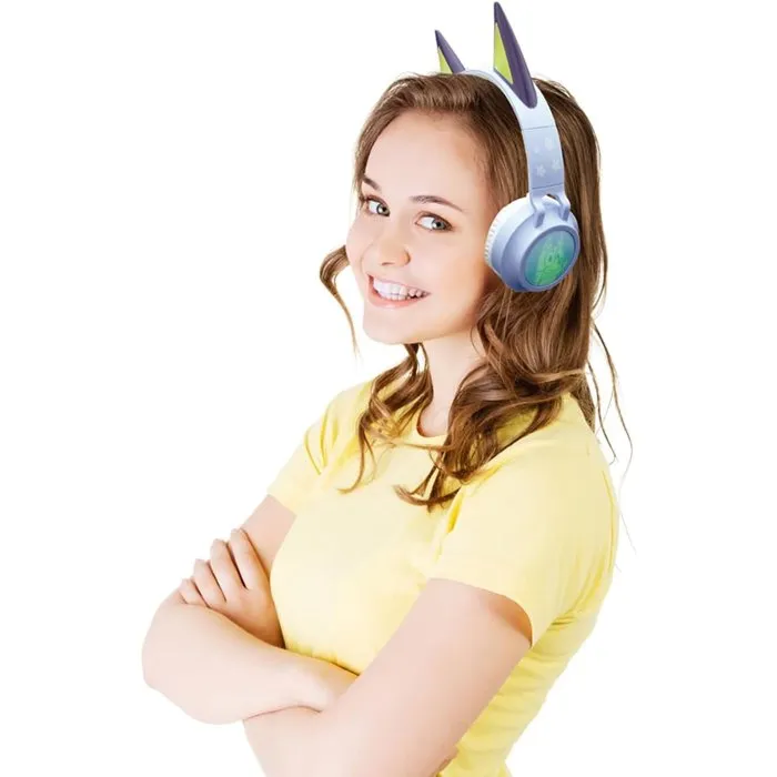 LEXIBOOK - Casque lumineux pour enfants Bluey 3D avec Micro, Bluetooth 5.3 et Filaire, Volume Limité, Pliable et Rechargeable