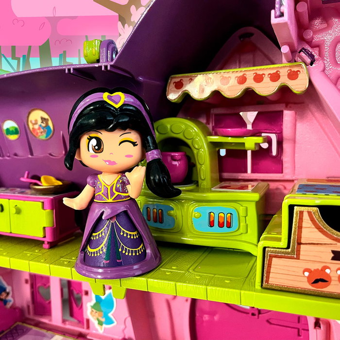 Famosa Pinypon - Maison des Contes PNY89000 - Maletín avec Princesse Jasmine, Chambre Rotative, Accessoires - Jeu de Rôle - Enfant +4 Ans