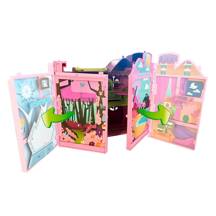 Famosa Pinypon - Maison des Contes PNY89000 - Maletín avec Princesse Jasmine, Chambre Rotative, Accessoires - Jeu de Rôle - Enfant +4 Ans