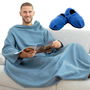 Pack Chaussons Chauffants Micro-ondes et Couverture à Manche Individuelle avec Poche Centrale InnovaGoods