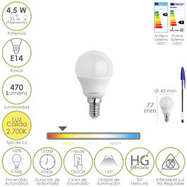 MAURER Ampoule LED sphérique E14 4,5 W 2700 K