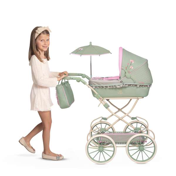 Decuevas Poussette de Poupée Pliable Botanic avec Parasol et Sac pour Poupées jusqu'à 48 cm, 93 x 80 x 42 cm