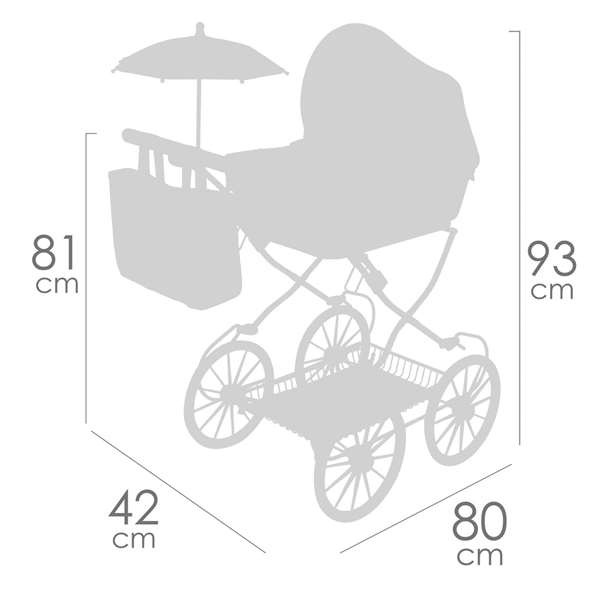 Decuevas Poussette de Poupée Pliable Botanic avec Parasol et Sac pour Poupées jusqu'à 48 cm, 93 x 80 x 42 cm