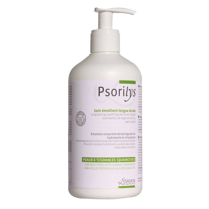 Lab Lysaskin Psorilys Émulsion corporelle protectrice et hydratante pour le corps - Flacon de 500 ml - Pour peau sensible ou à tendance psoriasique Lab Lysaskin Psorilys Émulsion corporelle protectrice et hydratante pour le corps - Flacon de 500 ml - Pour peau sensible ou à tendance psoriasique