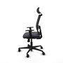 Chaise Yunquera Synchro 4 positions tissu Gris foncé Maille Noir Base en nylon noir Accoudoir 1D Appui-tête 1D Roulettes 65mm nylon