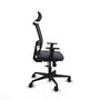 Chaise Yunquera Synchro 4 positions tissu Gris foncé Maille Noir Base en nylon noir Accoudoir 1D Appui-tête 1D Roulettes 65mm nylon