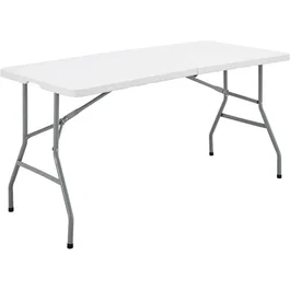Terranova Table de réception pliante 152 cm - Blanche - Structure acier, Plateau PEHD - 6 personnes - 152x70x73.5 cm