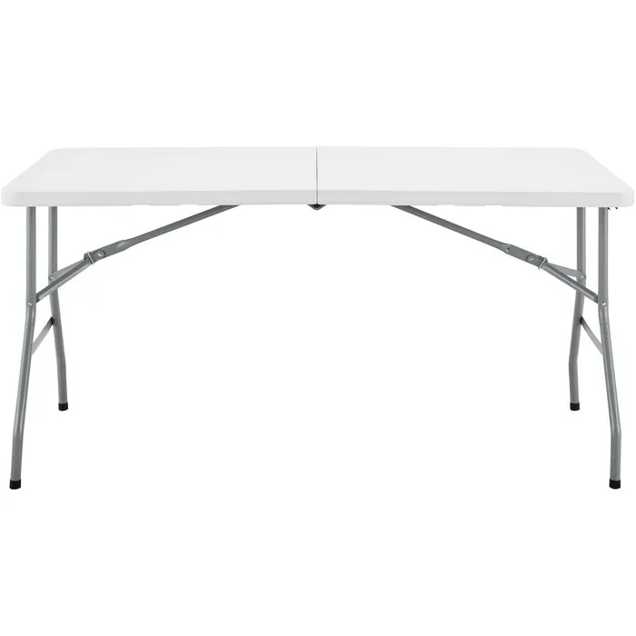 Terranova Table de réception pliante 152 cm - Blanche - Structure acier, Plateau PEHD - 6 personnes - 152x70x73.5 cm