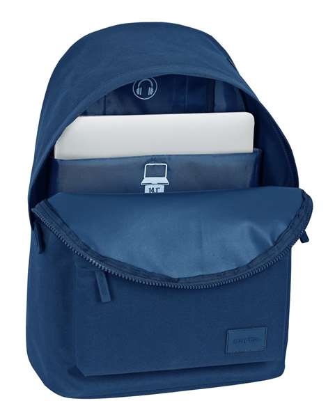 Safta Basic - Sac à dos pour ordinateur portable 14.1 pouces, 31x41x16 cm, couleur bleu marine Safta Basic - Sac à dos pour ordinateur portable 14.1 pouces, 31x41x16 cm, couleur bleu marine