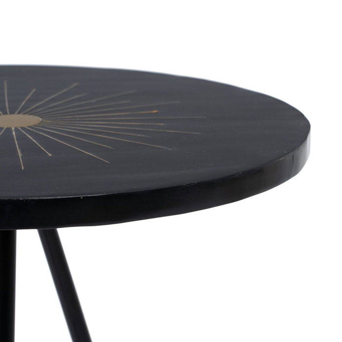 BigBuy Home Table d'appoint Noir Doré Ronde BigBuy Home Table d'appoint Noir Doré Ronde