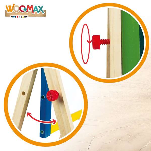 Woomax - Pizarra 2 faces blanche et noire en bois 37,5x65 cm avec accessoires - Ardoise double face enfant
